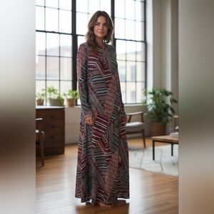 Sundance Boho Chic Rayon And Silk Velour Feel Multicolor Maxi Dress.    Size 10